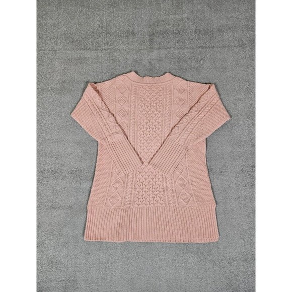 J Crew Cable knit Patchwork Tunic Sweater Womens Medium Pink Wool Blend Casual - Picture 2 of 14